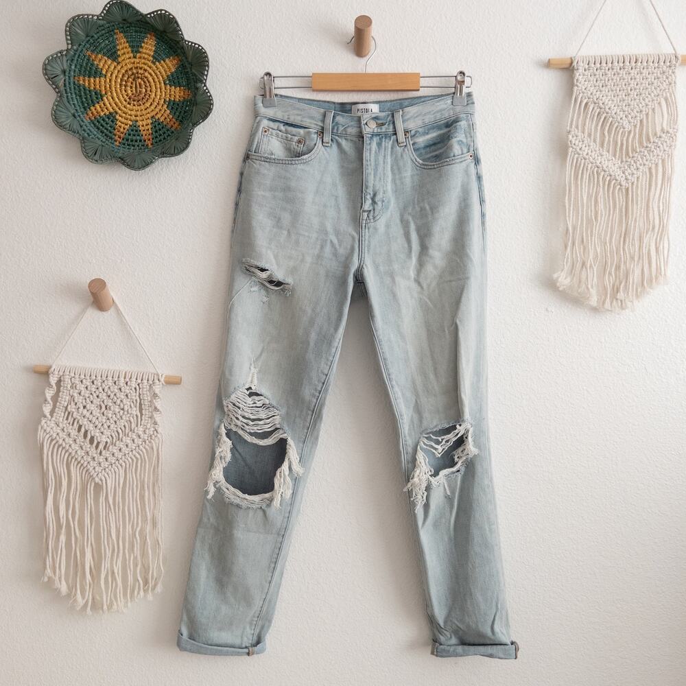 Pistola Presley High Rise Relaxed Roller Distressed Denim Jeans Size 27 NWT
